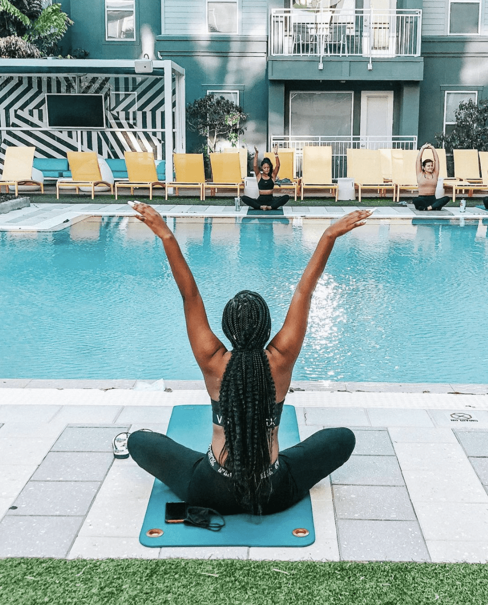 Yoga by the pool